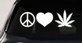 Peace Love Pot Leaf Car Decal Cannabis Sticker Window Vinyl