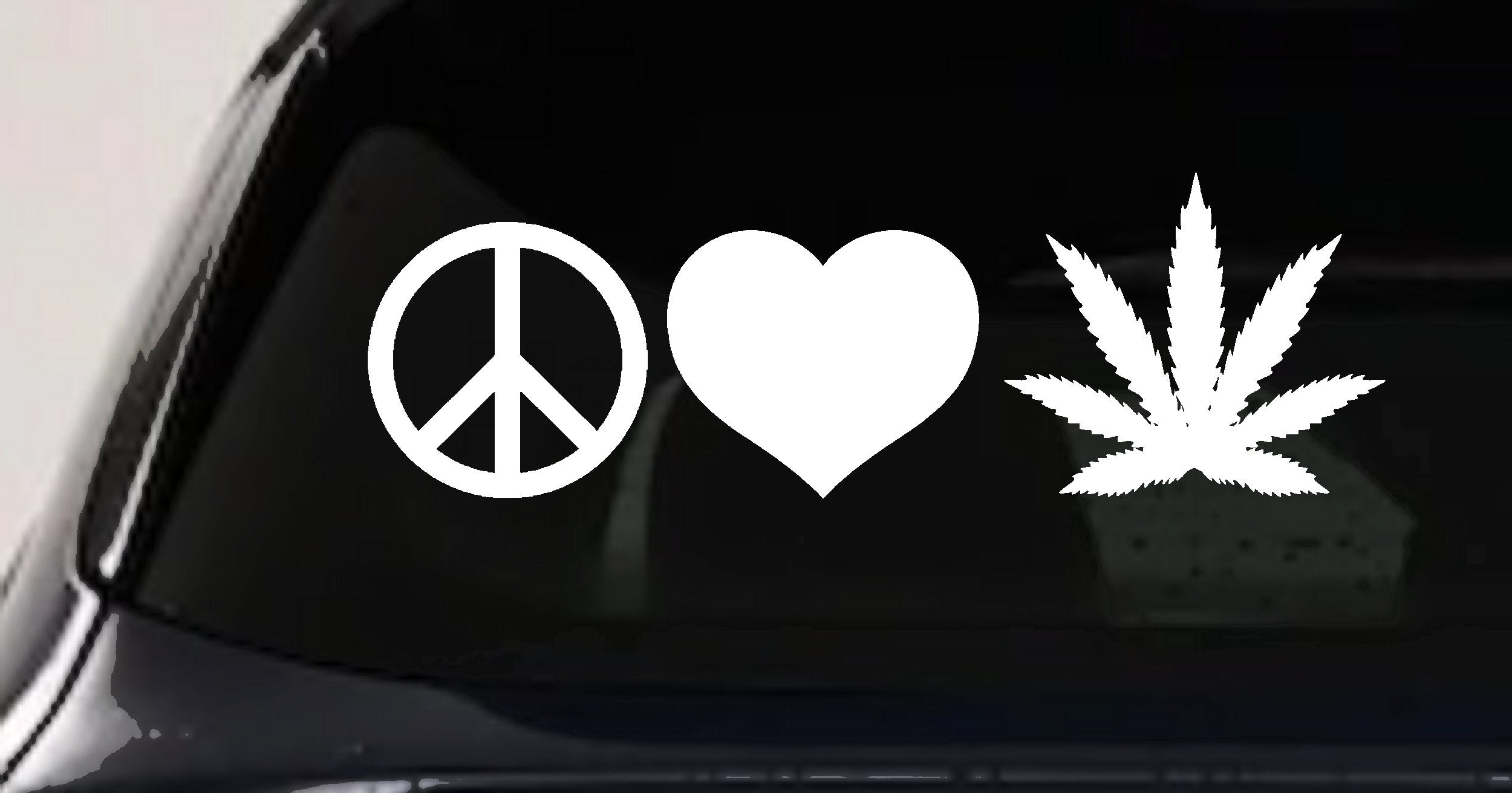 Peace Love Pot Leaf Car Decal Cannabis Sticker Window Vinyl