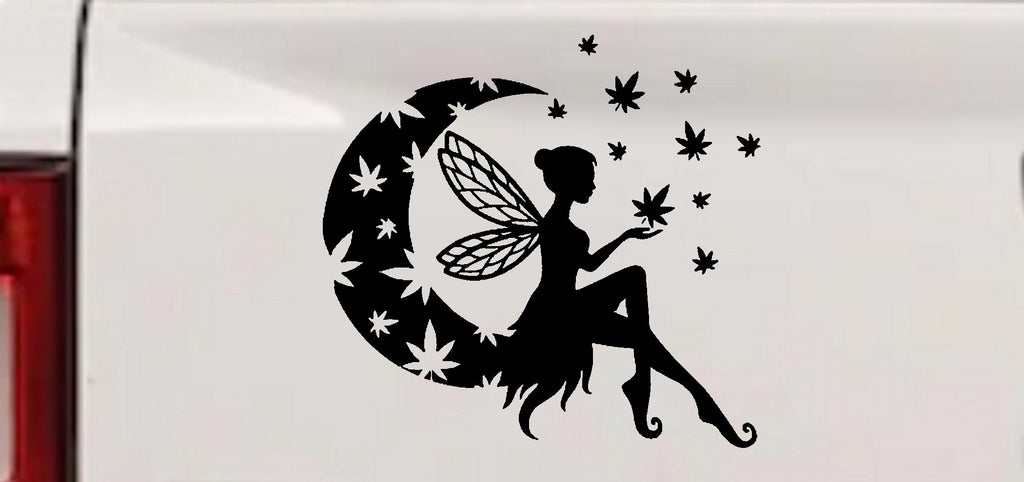 Moon Fairy Cannabis Decal for Cars Trucks Windows Vinyl Sticker