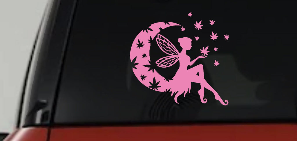 Moon Fairy Cannabis Decal for Cars Trucks Windows Vinyl Sticker