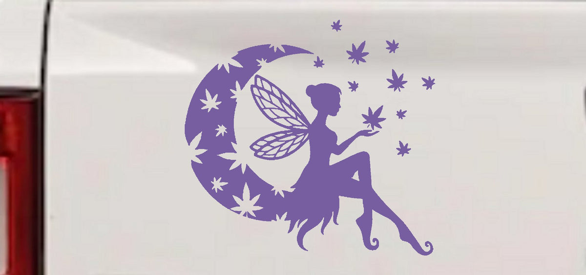 Moon Fairy Cannabis Decal for Cars Trucks Windows Vinyl Sticker