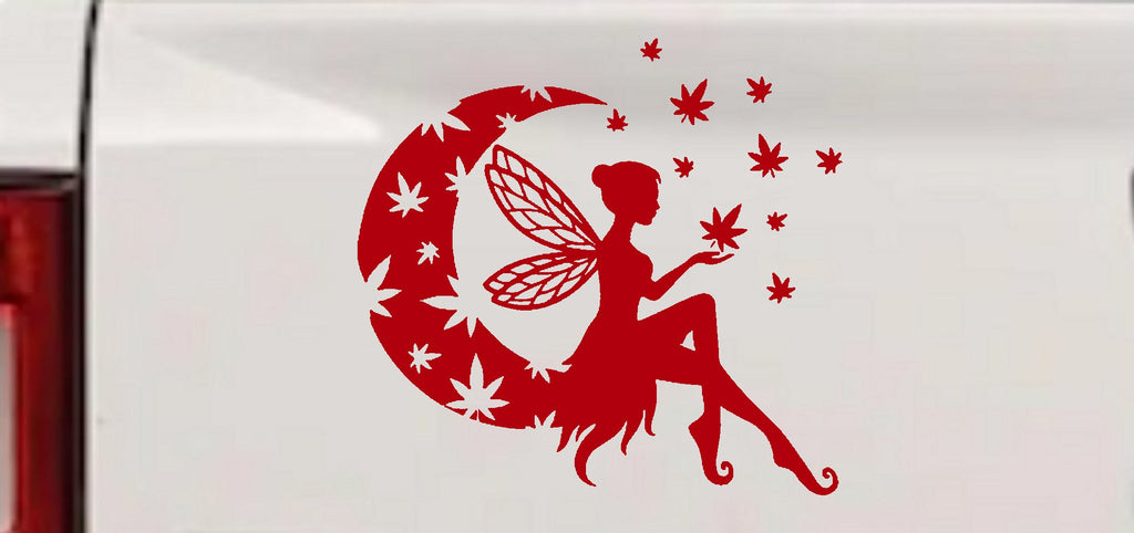 Moon Fairy Cannabis Decal for Cars Trucks Windows Vinyl Sticker