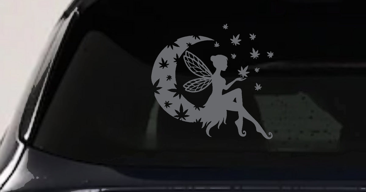 Moon Fairy Cannabis Decal for Cars Trucks Windows Vinyl Sticker