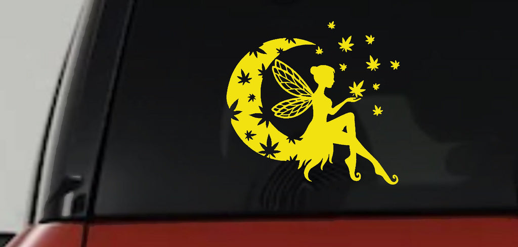 Moon Fairy Cannabis Decal for Cars Trucks Windows Vinyl Sticker