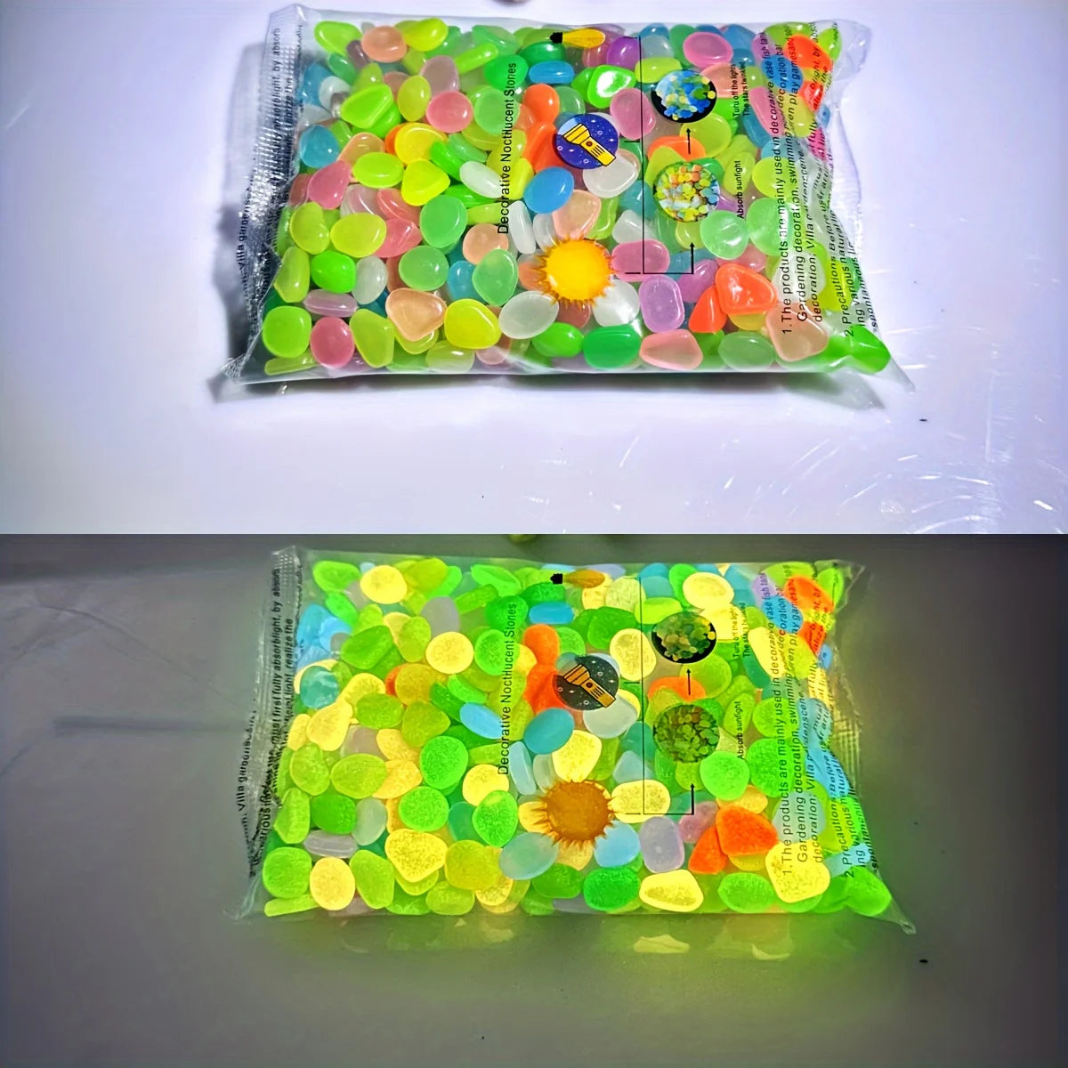 100pcs Glow In The Dark Pebbles, Resin Luminous Stones For Landscape, Garden Paths, Potted Plants, Parks, Aquarium Decor,