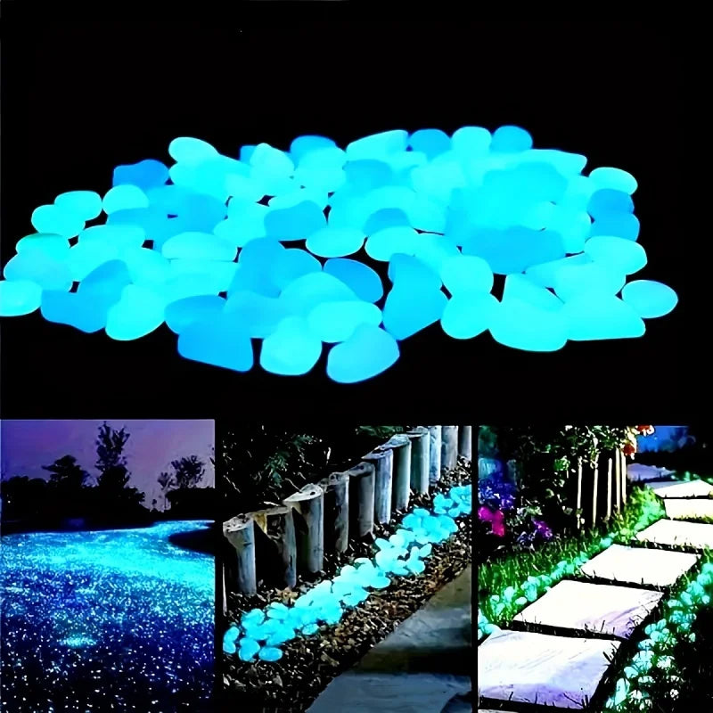 100PCSLuminous stone garden fish tank landscape glow-in-the-dark stone decoration artificial fluorescent color goose stone