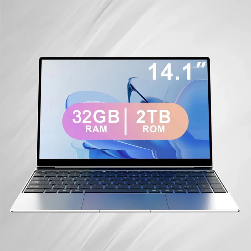 14.1" Ultra Slim Laptop Intel 4405U Win11 Pro 16GB RAM 2TB SSD 1080P Gaming Office Notebook