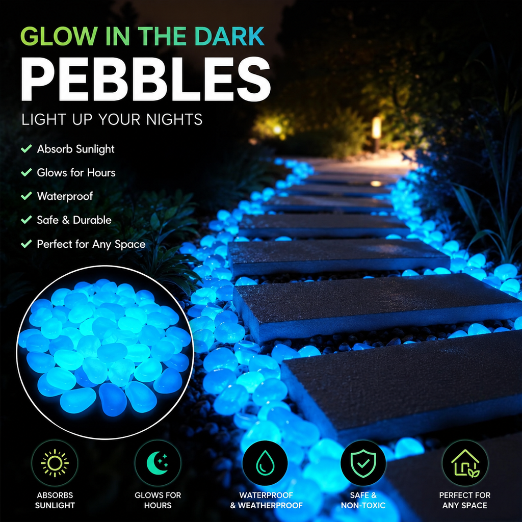 100pcs Glow In The Dark Pebbles, Resin Luminous Stones For Landscape, Garden Paths, Potted Plants, Parks, Aquarium Decor,