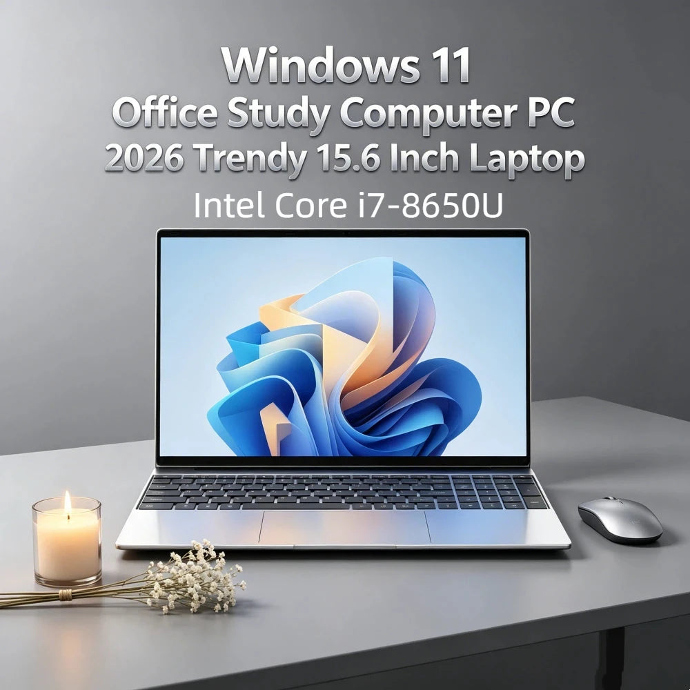 2026 Powerful 15.6" Ultra Slim Notebook Intel Core i7-8650U 32GB RAM 2TB M.2 SSD Windows 11 Pro Daily Office Study Laptop