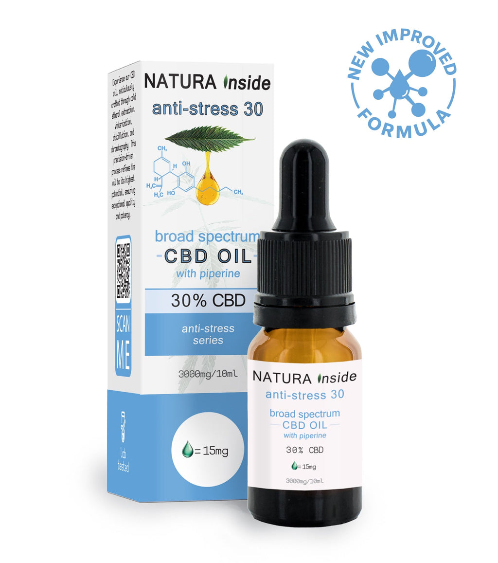 Natura Inside Broad Spectrum Cannabis Oil – 30% CBD with Piperine, Anti-stress Series, 10ml