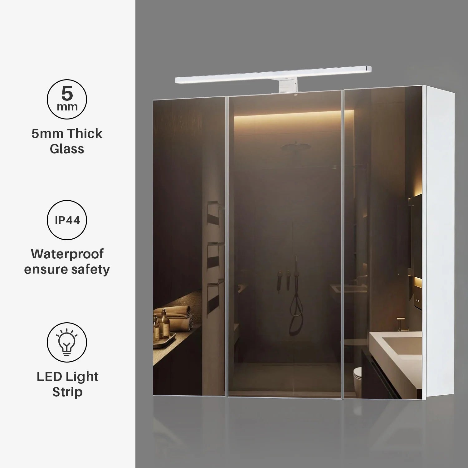 Eipper Bathroom Mirror Cabinet [with Headlight] [3 Doors]