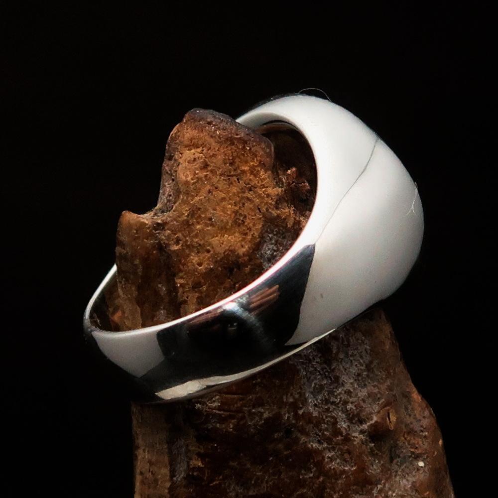 Sterling Silver Men's Ring Marihuana Cannabis Leaf in Red