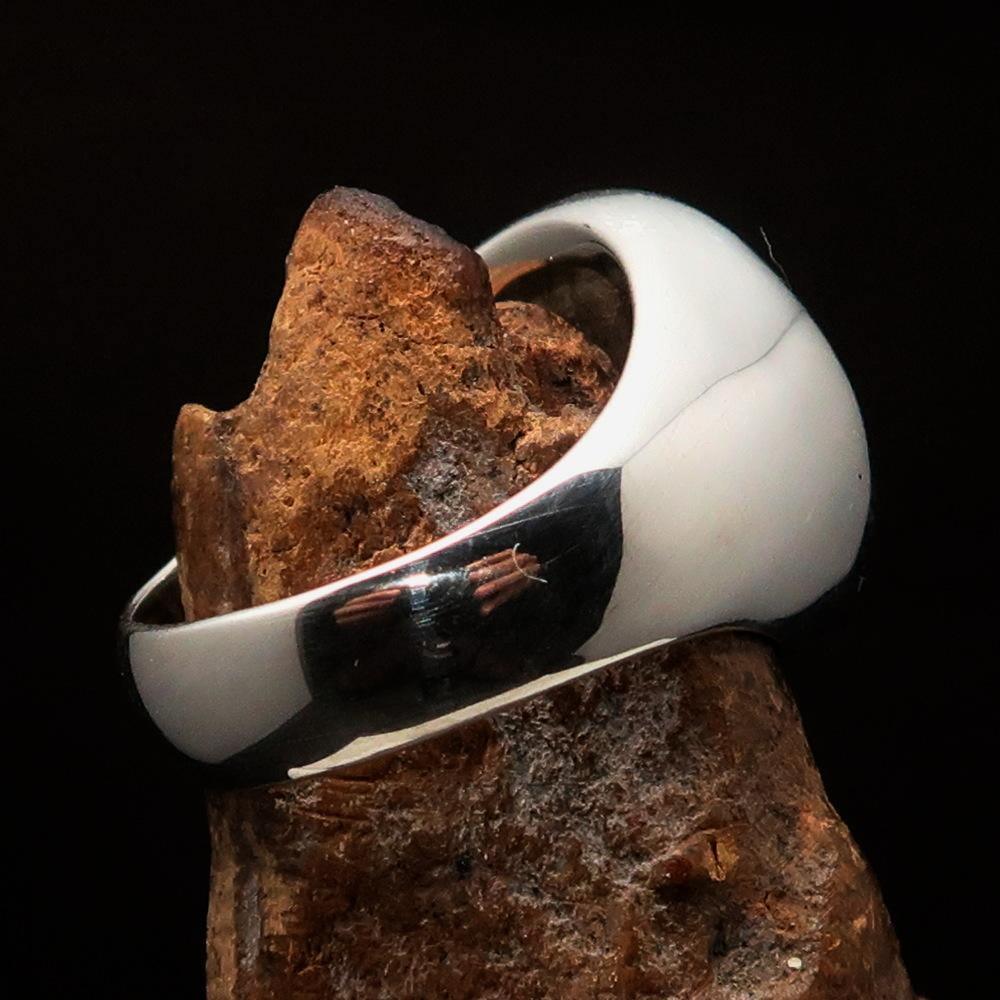 Sterling Silver Men's Ring Marihuana Cannabis Leaf dark Green