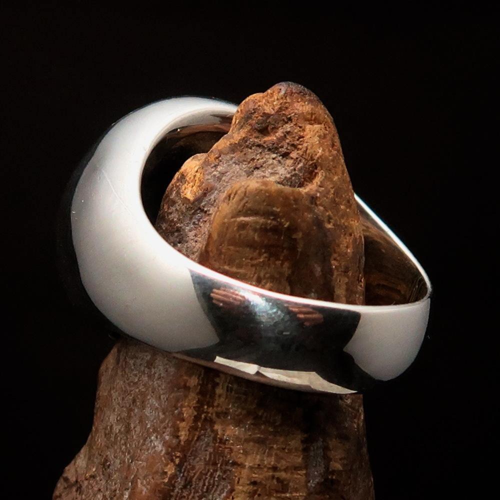 Sterling Silver Men's Ring Marihuana Cannabis Leaf dark Green