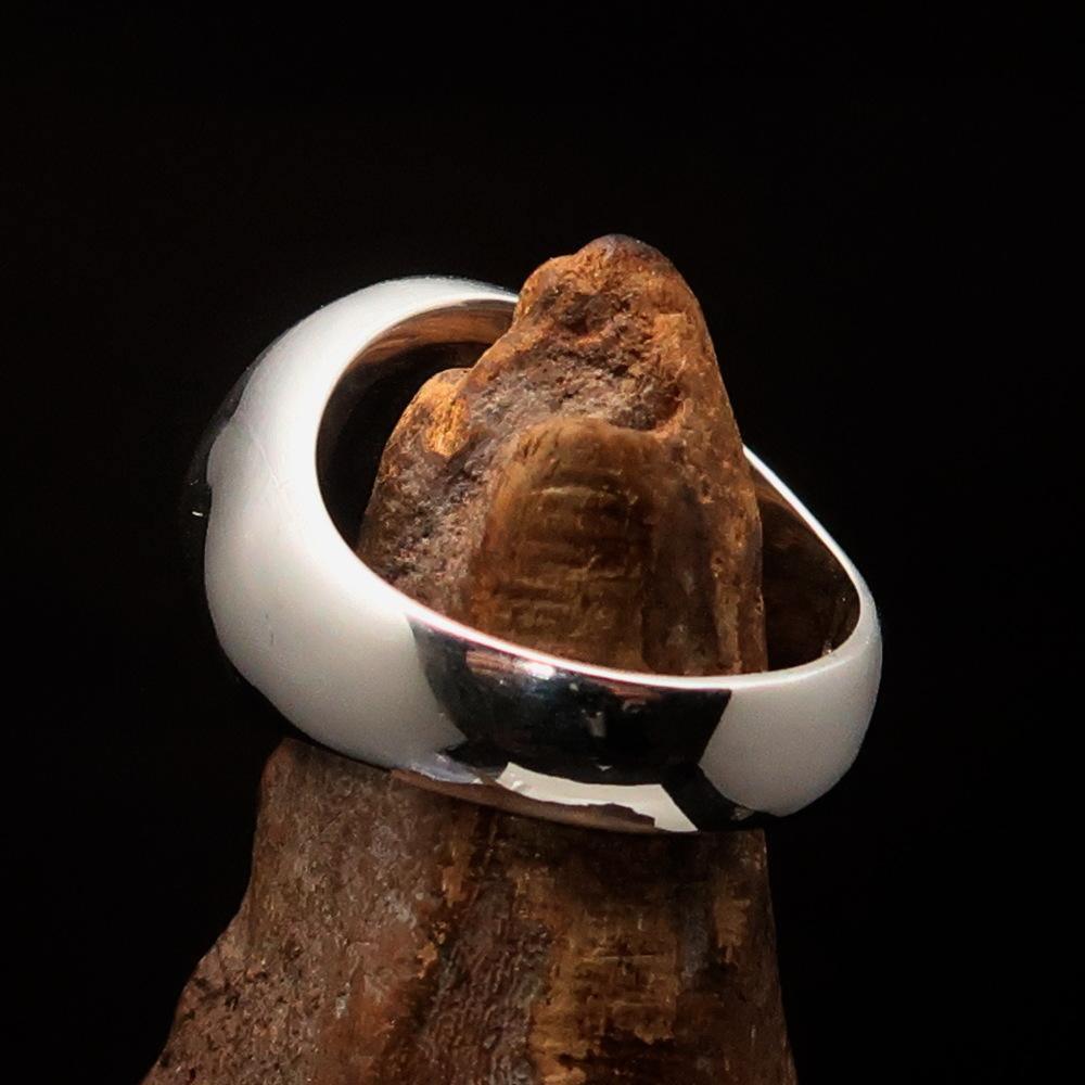 Sterling Silver Men's Ring blue Marihuana Cannabis Leaf