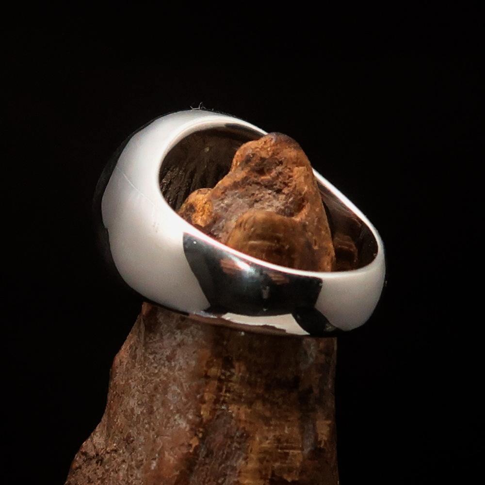 Men's Ring Cannabis Leaf Marihuana Medical Weed Symbol Blue - Sterling Silver