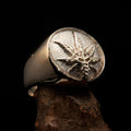 Men's Ring Cannabis Leaf Marihuana Medical Weed Symbol - two tone Sterling Silver