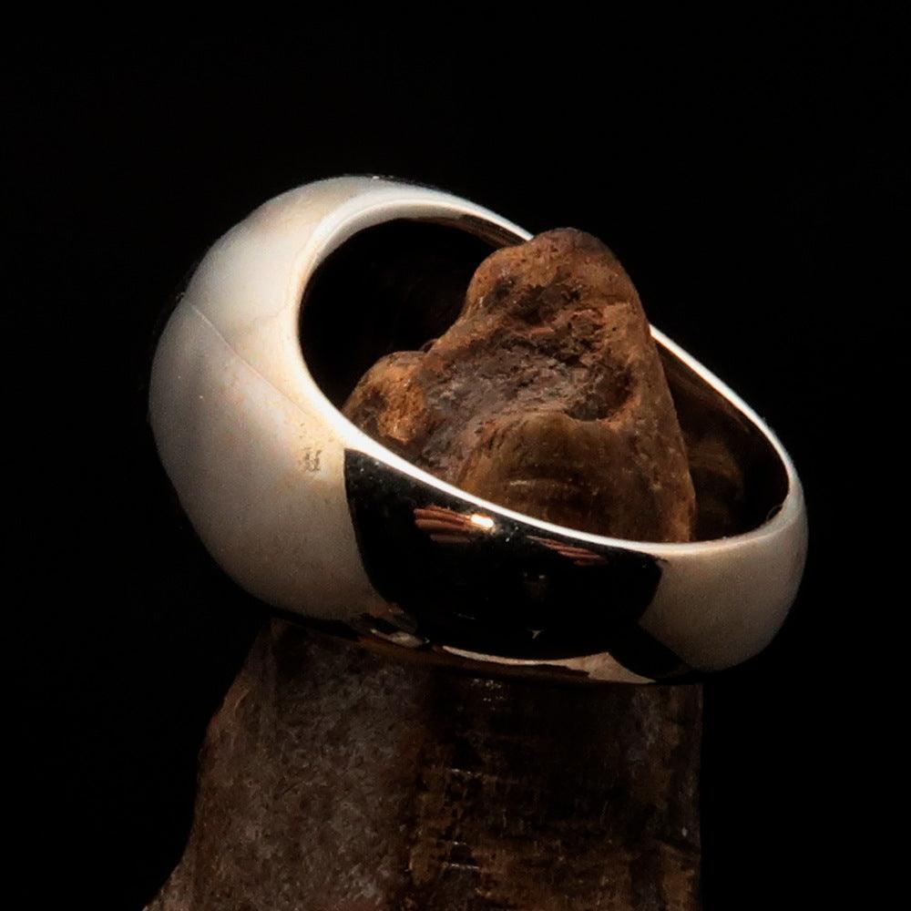Men's Ring Cannabis Leaf Marihuana Medical Weed Symbol - two tone Sterling Silver