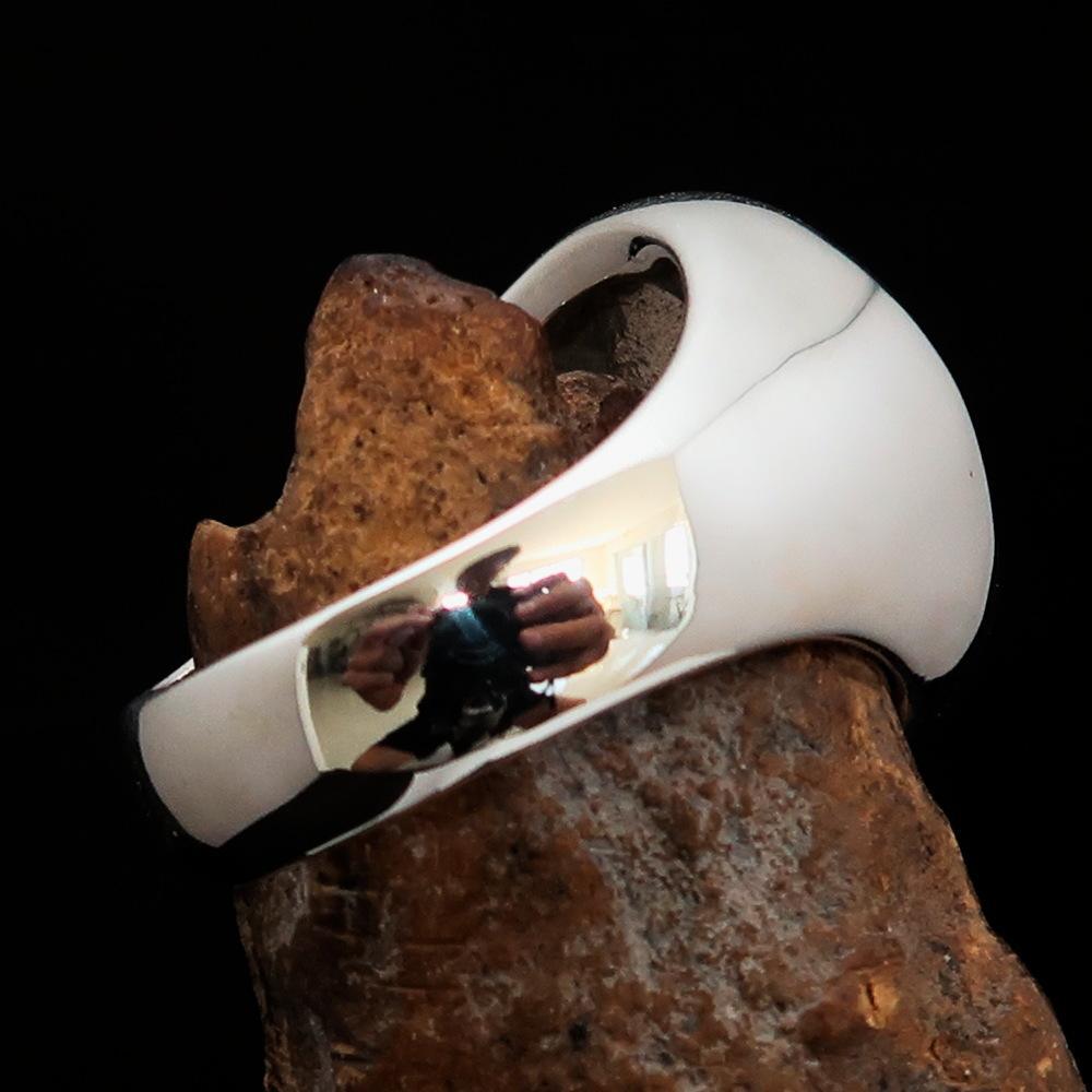 Sterling Silver Men's Ring Marihuana Cannabis Leaf in Green