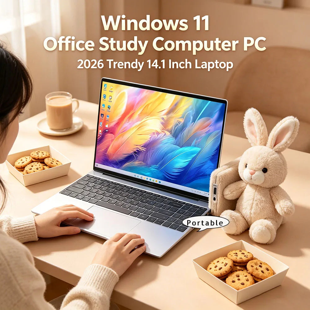 New Ultra Slim Laptop 14.1" 16GB RAM 2TB SSD Gaming PC 1920*1080 Display Office Study Computer PC Windows 11 Pro Intel N3700