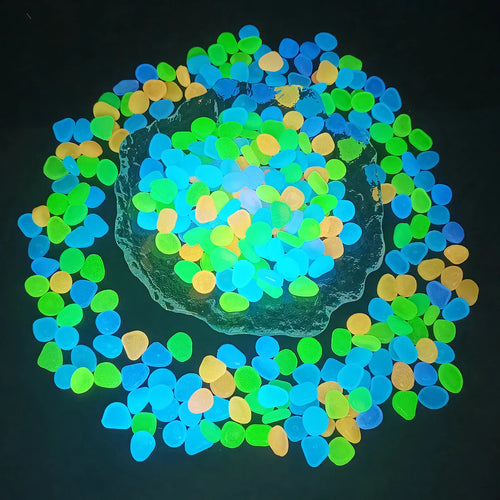 100PCSLuminous stone garden fish tank landscape glow-in-the-dark stone decoration artificial fluorescent color goose stone