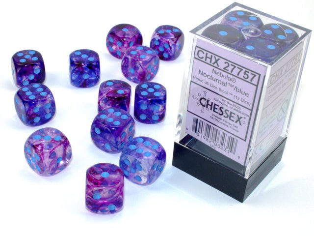 Chessex - Nebula 16mm D6 Dice Block - Luminary Nocturnal Blue Dice Block