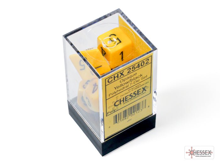 Chessex - Opaque Polyhedral 7 Dice Set - Yellow with Black-2