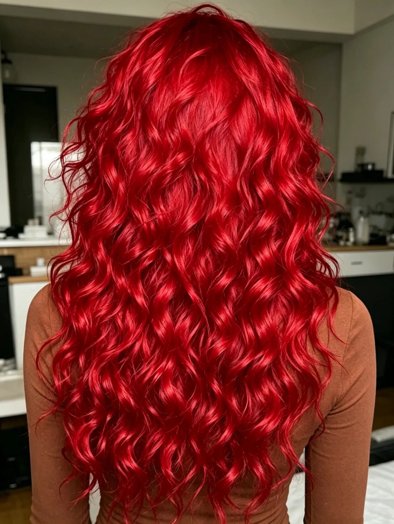 Red Deep Wave Lace Front Wigs Human Hair 13x4 HD Full Lace Frontal Wigs Pre Plucked Bleached Knots 200% Density Deep Curly Human Hair Wig For Daily Holiday Travel Wear Beginner Friendly Soft and Health For Cosplay Party Gifts