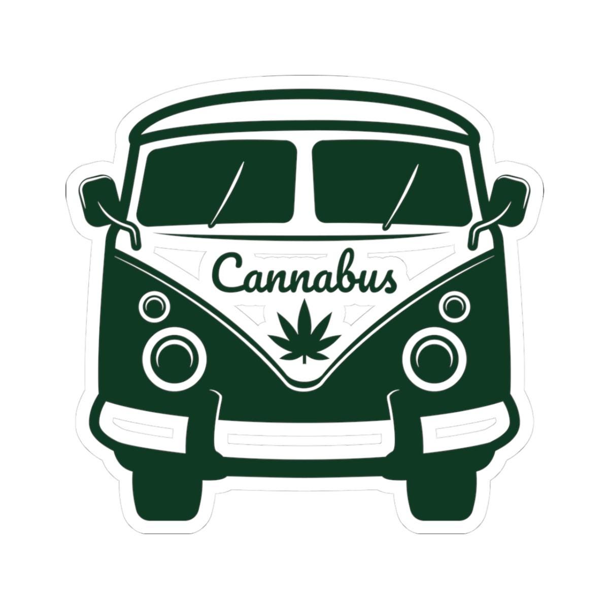 ColorFlow | Cannabus Retro Camper Vinyl Sticker | Vintage Van Cannabis Leaf Illustration Design