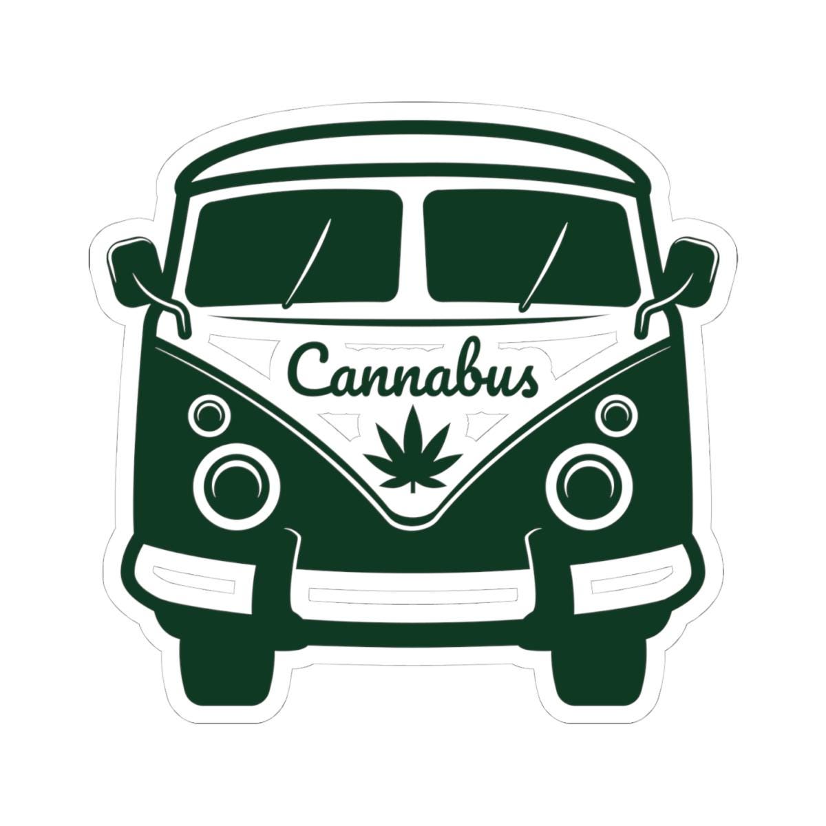 ColorFlow | Cannabus Retro Camper Vinyl Sticker | Vintage Van Cannabis Leaf Illustration Design