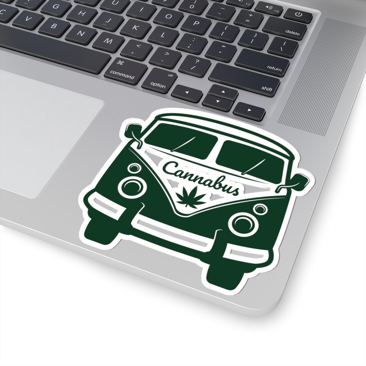 ColorFlow | Cannabus Retro Camper Vinyl Sticker | Vintage Van Cannabis Leaf Illustration Design