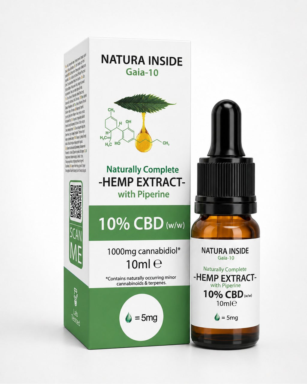 Natura Inside Full Spectrum Cannabis Oil – 10% CBD with Piperine, Gaia Series, 10ml