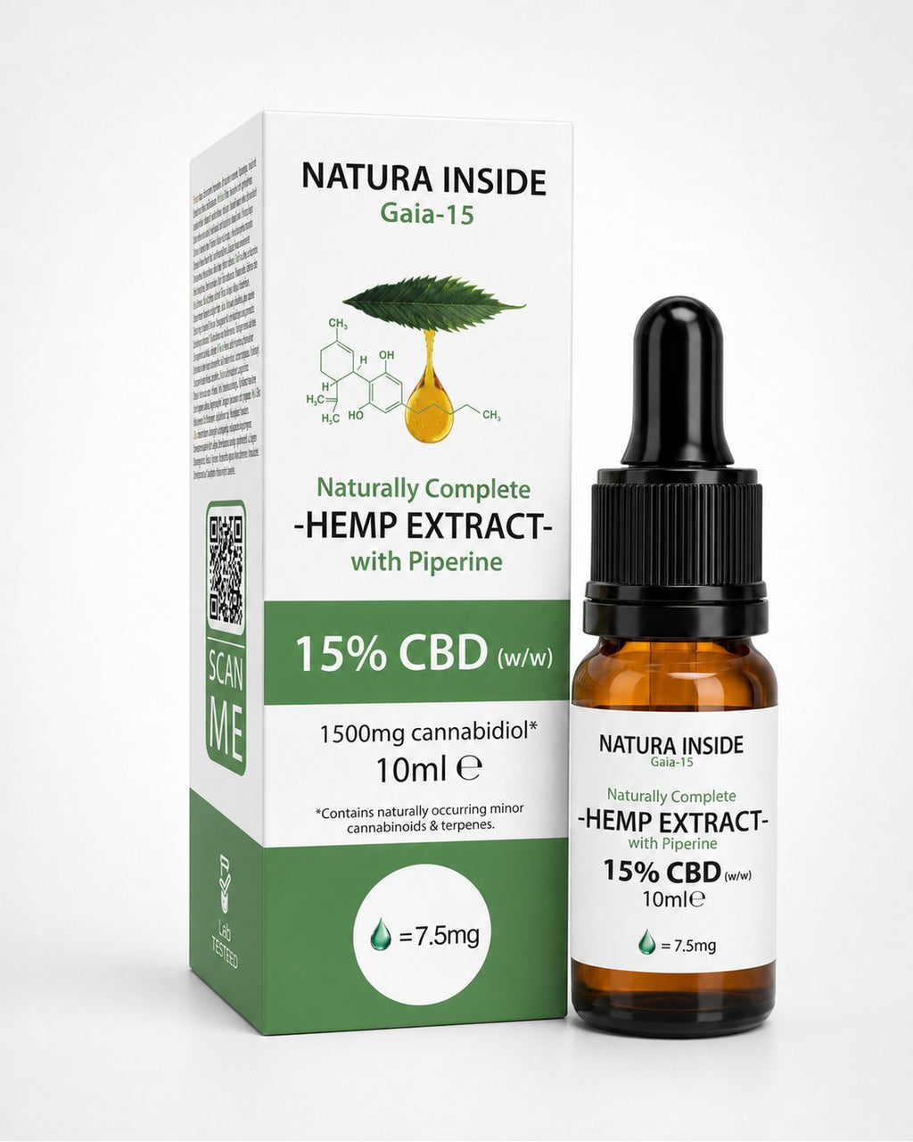 Natura Inside Full Spectrum Cannabis Oil – 15% CBD with Piperine, Gaia Series, 10ml